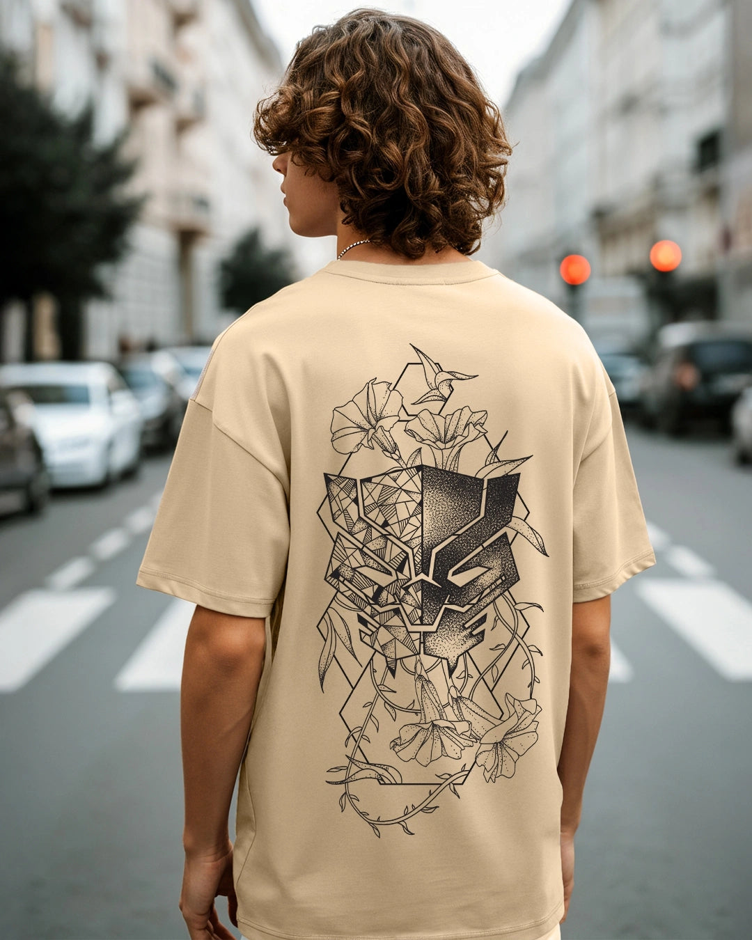 brown black panther warrior over sized t-shirt for men