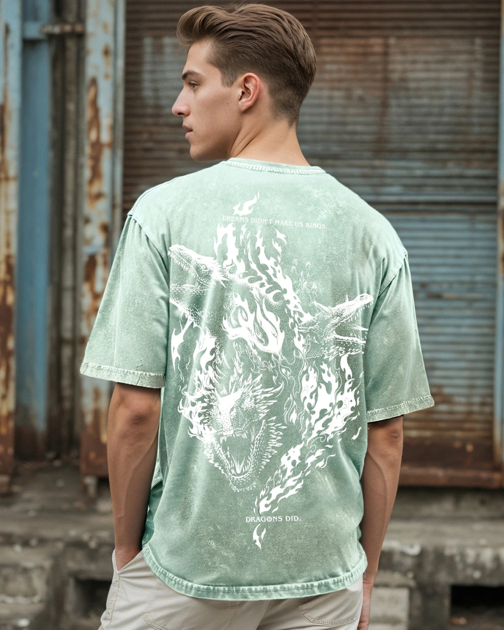 Green dragon house over sized t-shirt for men