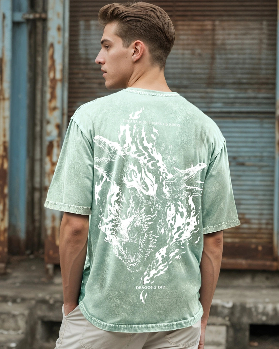 Green dragon house over sized t-shirt for men