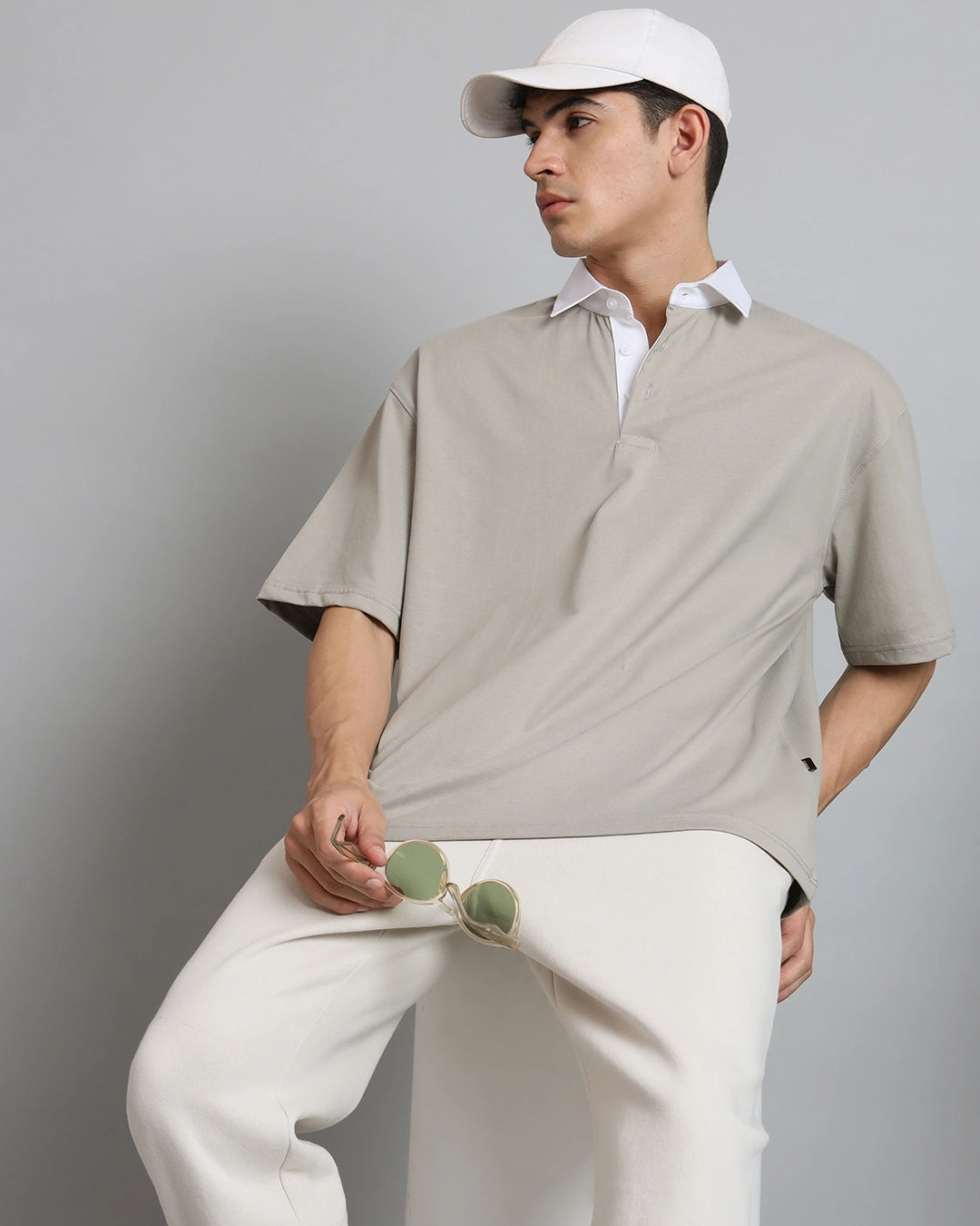 Men's grey ove sized polo t-shirt for men