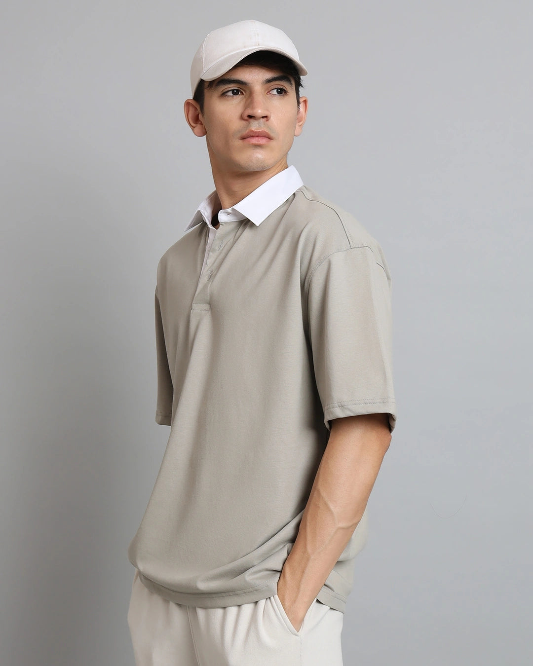 Men's grey ove sized polo t-shirt for men