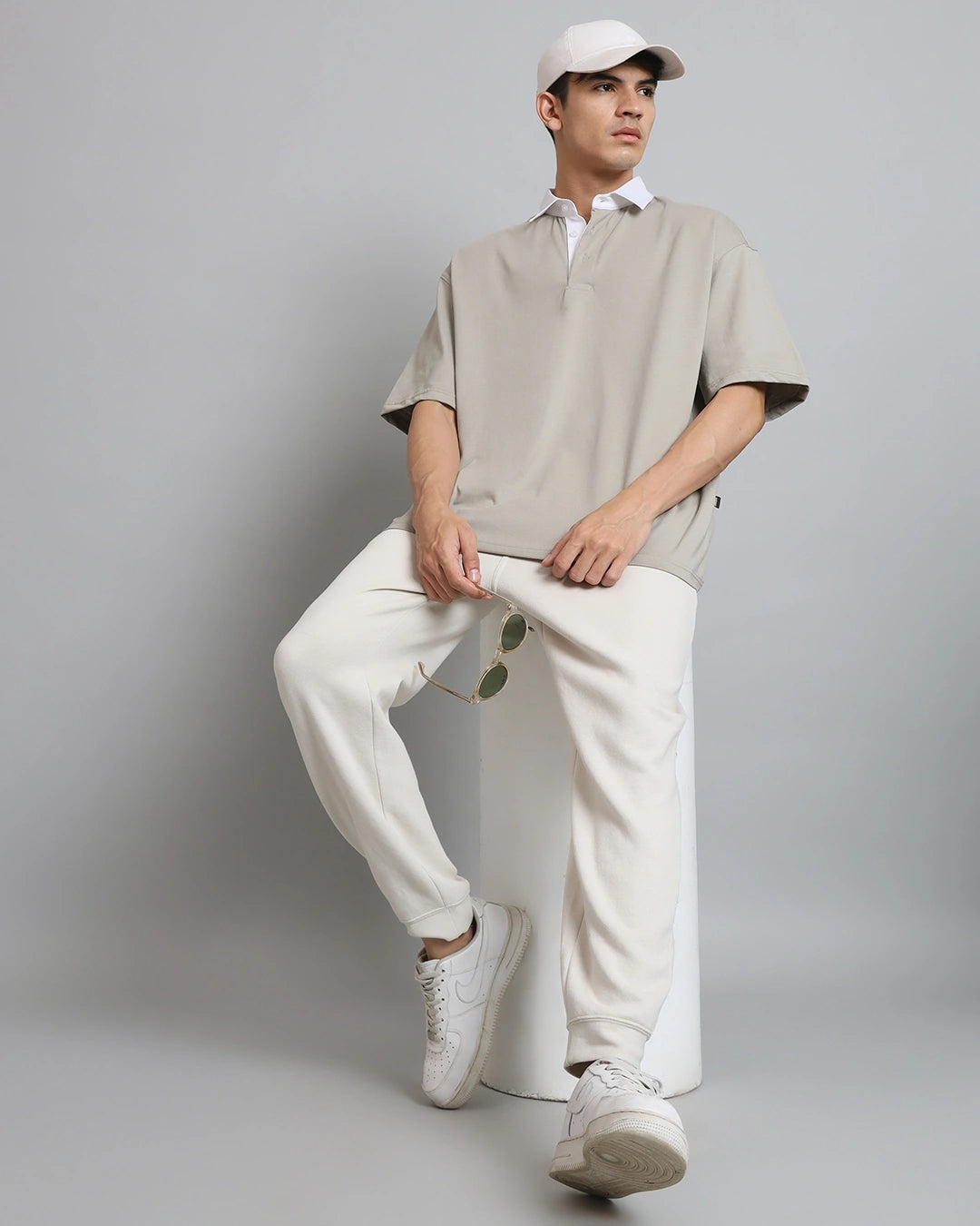 Men's grey ove sized polo t-shirt for men