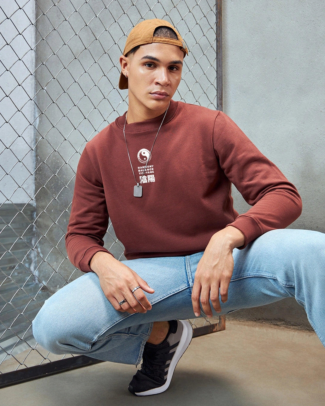 Men's brown Align graphic printed sweat shirt for men