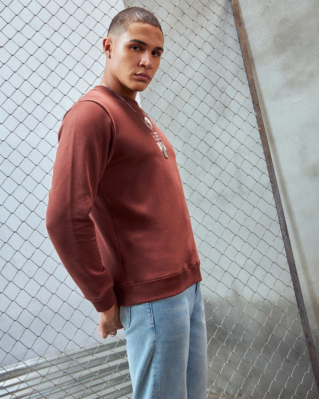 Men's brown Align graphic printed sweat shirt for men