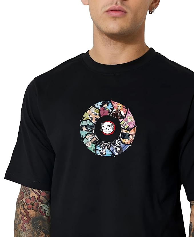 Peace out back print over sized t-shirt for men demon slayer