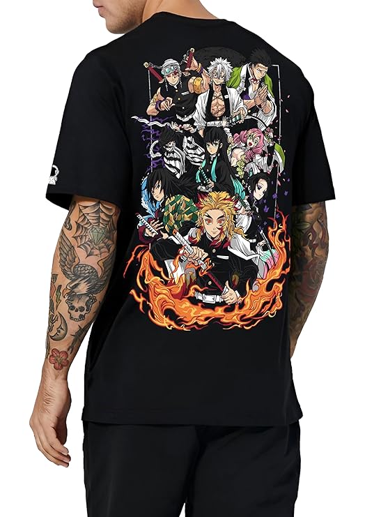 Peace out back print over sized t-shirt for men demon slayer