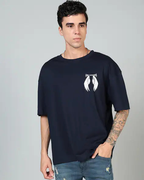 Black colour LOS ANGELES oversized t shirt for men