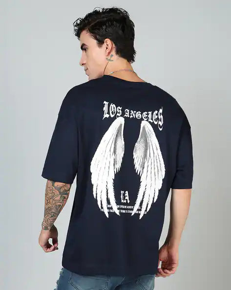 Black colour LOS ANGELES oversized t shirt for men