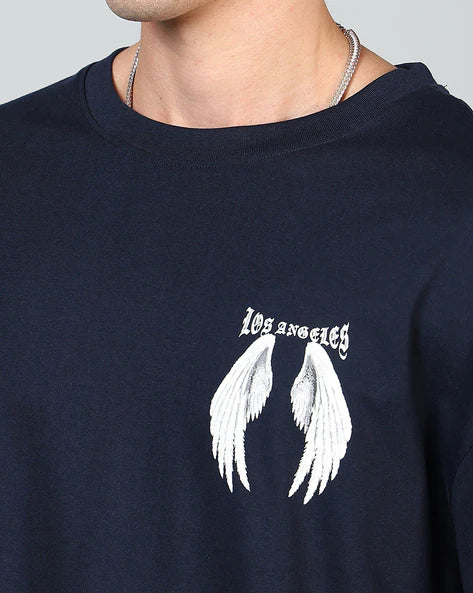 Black colour LOS ANGELES oversized t shirt for men